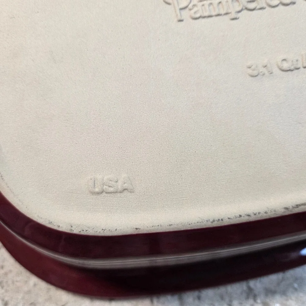 Pampered Chef Deep Covered Baker Cranberry Burgundy Stoneware 3.1 Qt 2101 USA